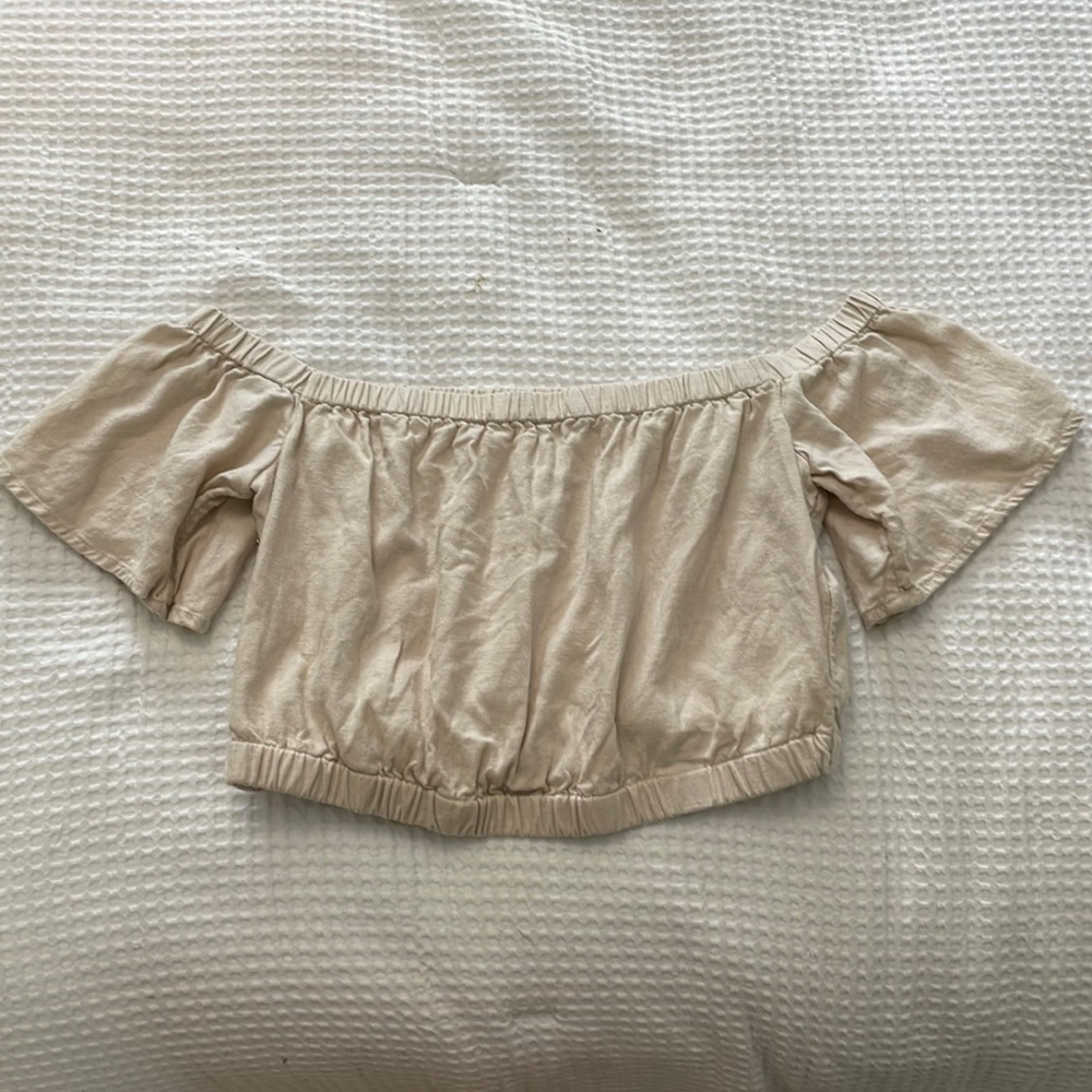 Linen crop shoulder shirt